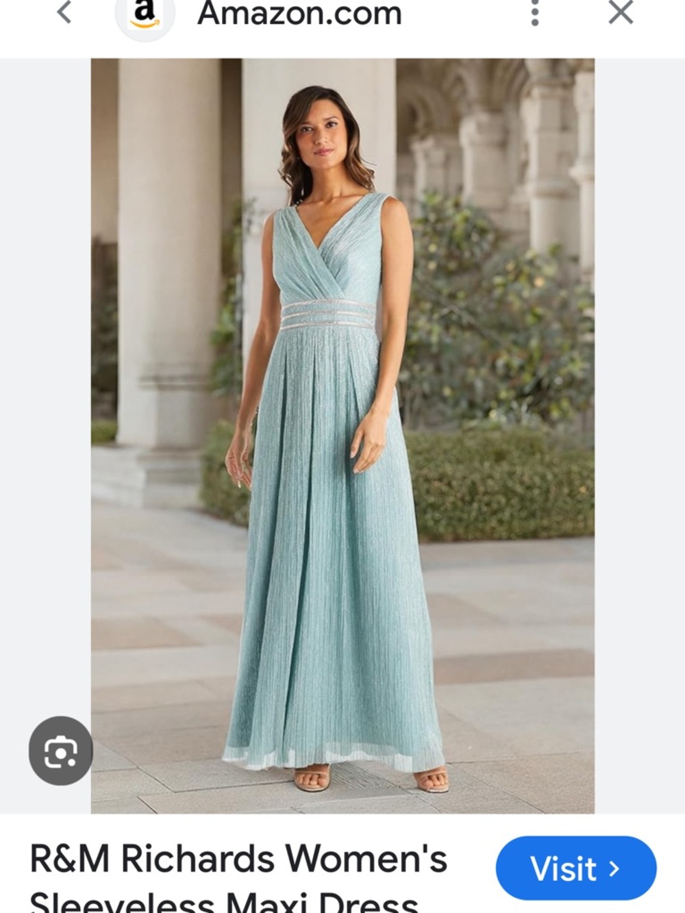 R&M Richards Sleeveless V-Neck Maxi Dress in Aqua Blue